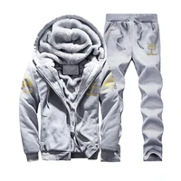 hot%ef%bc%81winter hoodie sets men tracksuit casual coat suit regular pockets warm elastic waist cardigan thick trousers suit for winter