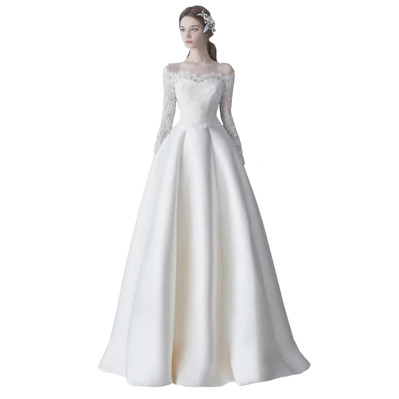 LAMYA Floor Length A Line Simple Wedding Dress Satin Bridal Korean Women Elegant Vestido De Novia Nemidor Robe Soiree | Свадьбы и