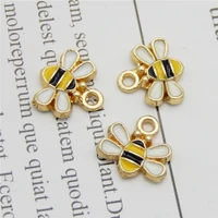 julie wang 20pcs enamel bee charms mini animal pendants gold for necklace earrings jewelry craft diy accessory