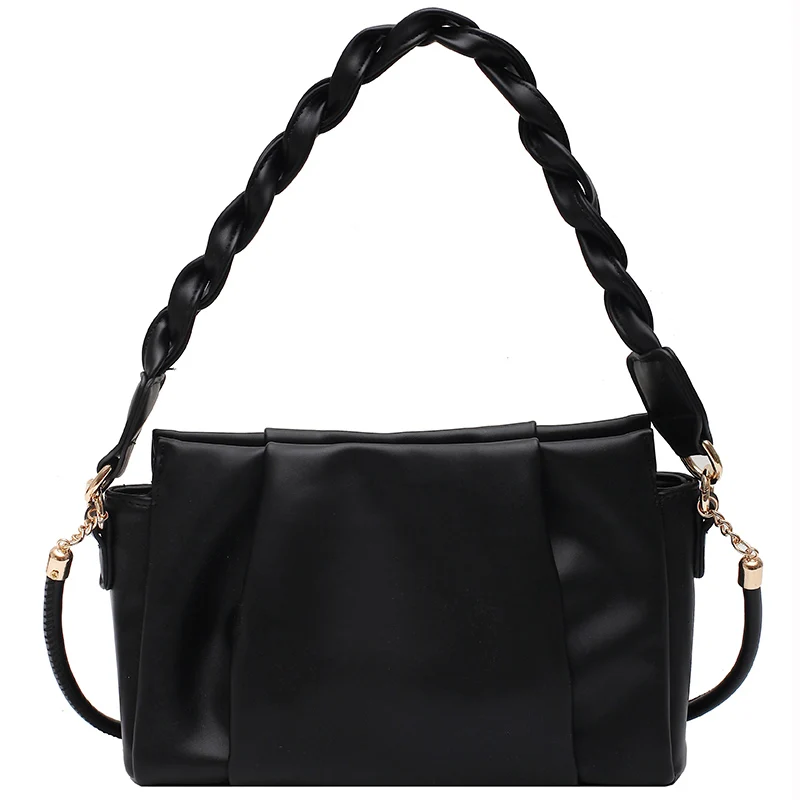 

Folds Designer PU Leather Crossbody Bags For Women 2020 Solid Color Shoulder Handbags Female Trend Women's Branded Hand Bags New