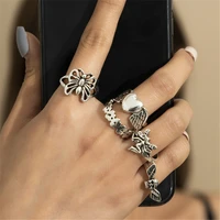 2021 fashion jewelry multi shape butterfly heart shape ring retro geometrical shape feminine exposure handpiece