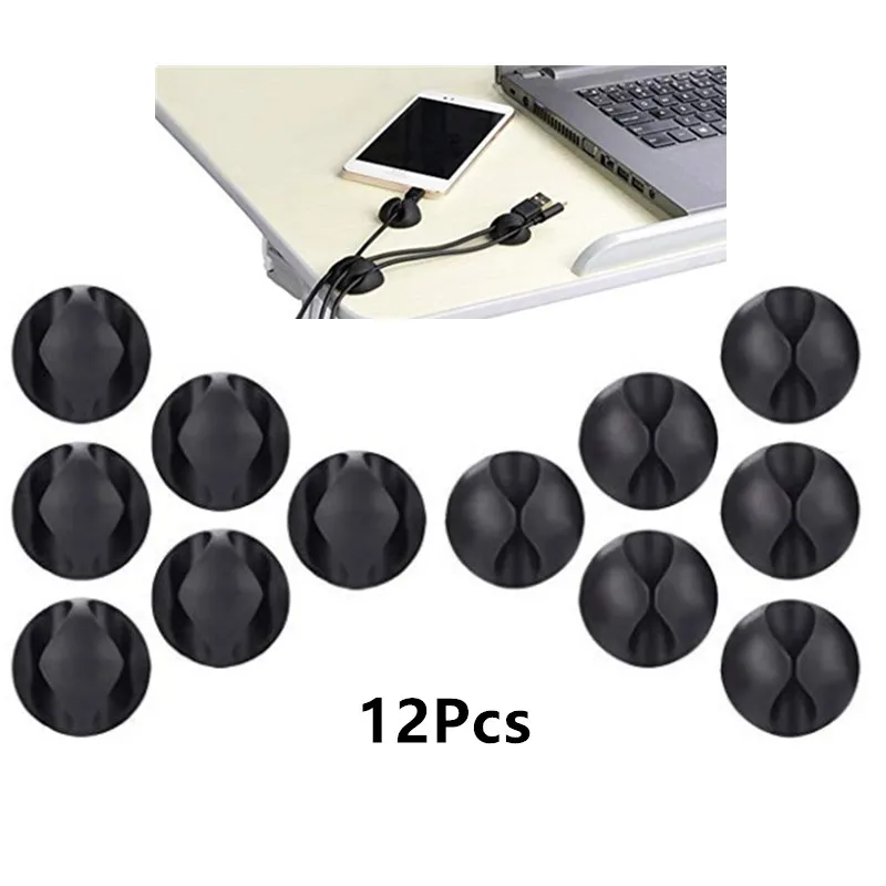 

Зажим для кабеля самоклеящийся, черный, 12 шт.