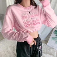 new women winter sweatshirt 2020 fashion womens print belly button short long sleeve pullover pullover ladies clothes