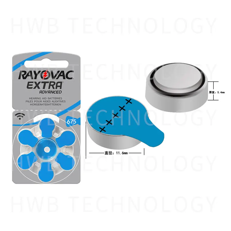 Элемент питания для слухового аппарата Rayovac 60 шт./лот Цинковый 675 в A675 E675 PR44 DA675 PR675H