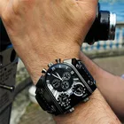 Часы Oulm 9315 с тремя часовыми поясами, Повседневные Классические мужские кварцевые часы с кожаным ремешком, мужские наручные часы для спорта на открытом воздухе с уникальным дизайном