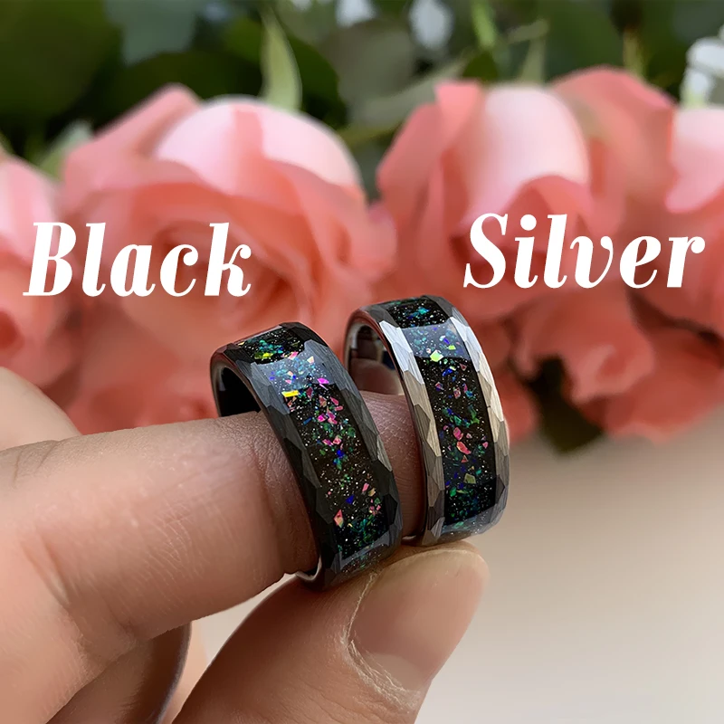 8 мм вбитые кольца из карбида вольфрама для мужчин и женщин обручальные галактика