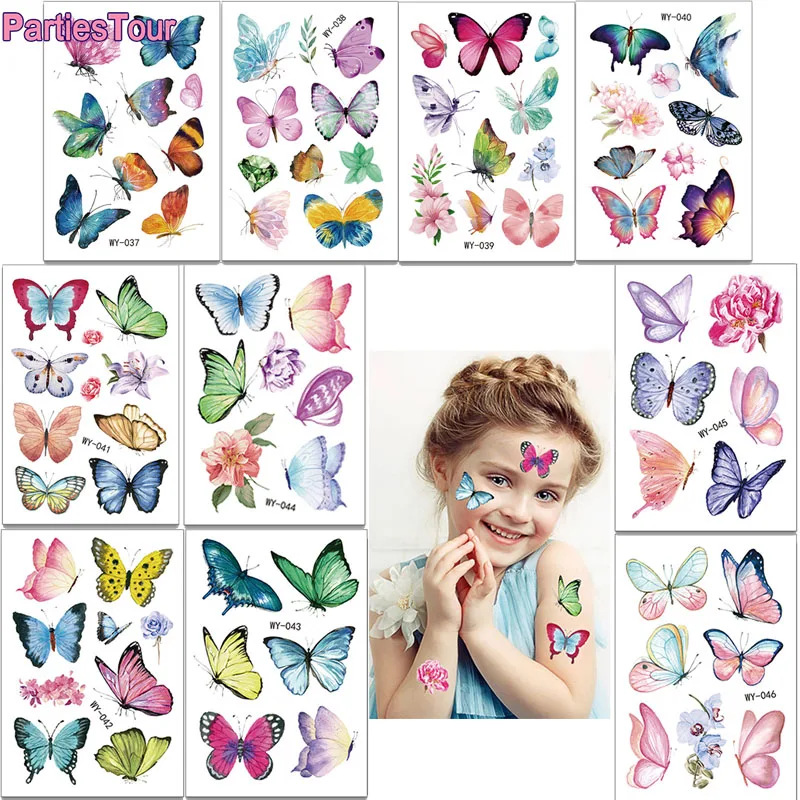 Временные татуировки-наклейки с бабочками 5 шт. искусственные татуировки для