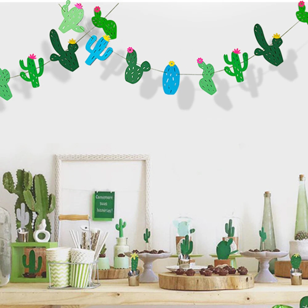 1 комплект нетканое полотно с рисунком кактуса баннер гирляндами флаг гирлянда