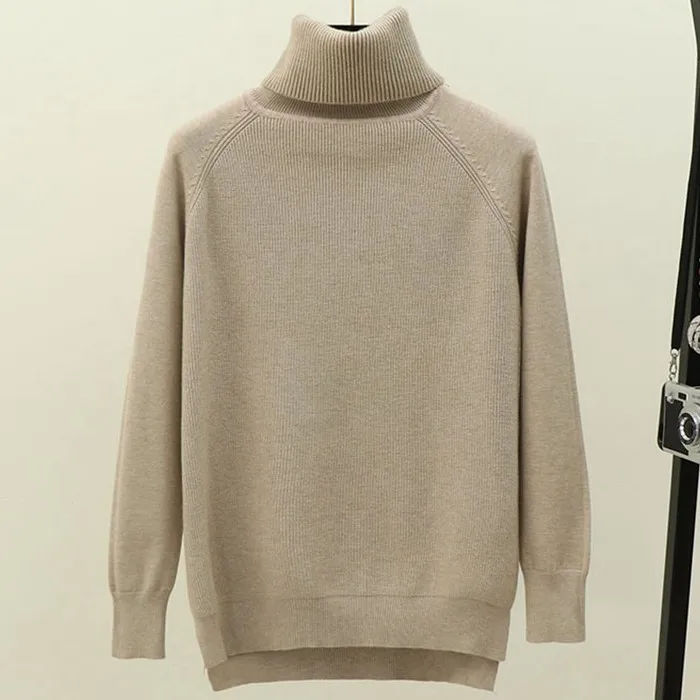 

Turtleneck Women's Sweater Winter Warm Women's Pullover Chunky Christmas Sweater Ribbed Knit Pullover Top Pullover