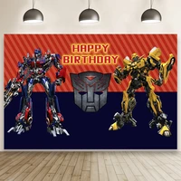 happy birthday photo background boy toys table banner decor optimus prime and bumblebee game party backdrops vinyl photography