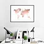 Розовое золото карта мира Печать современный минимализм плакат холст картина для офиса домашний Декор без рамки