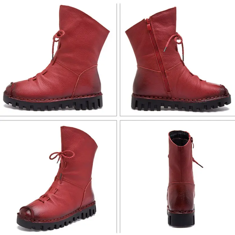 Новинка Модные Качественные Женские ботинки из спилка Зимняя обувь Повседневные