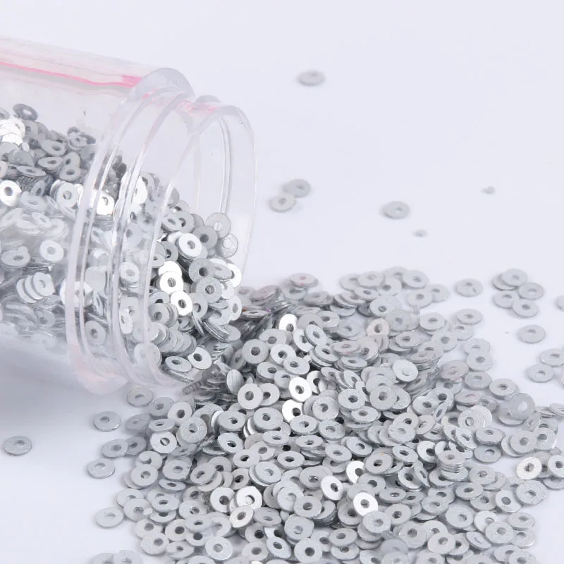 10 г (2000 шт.) в упаковке 3 мм плоские круглые матовые пайетки ПВХ рассыпчатые для