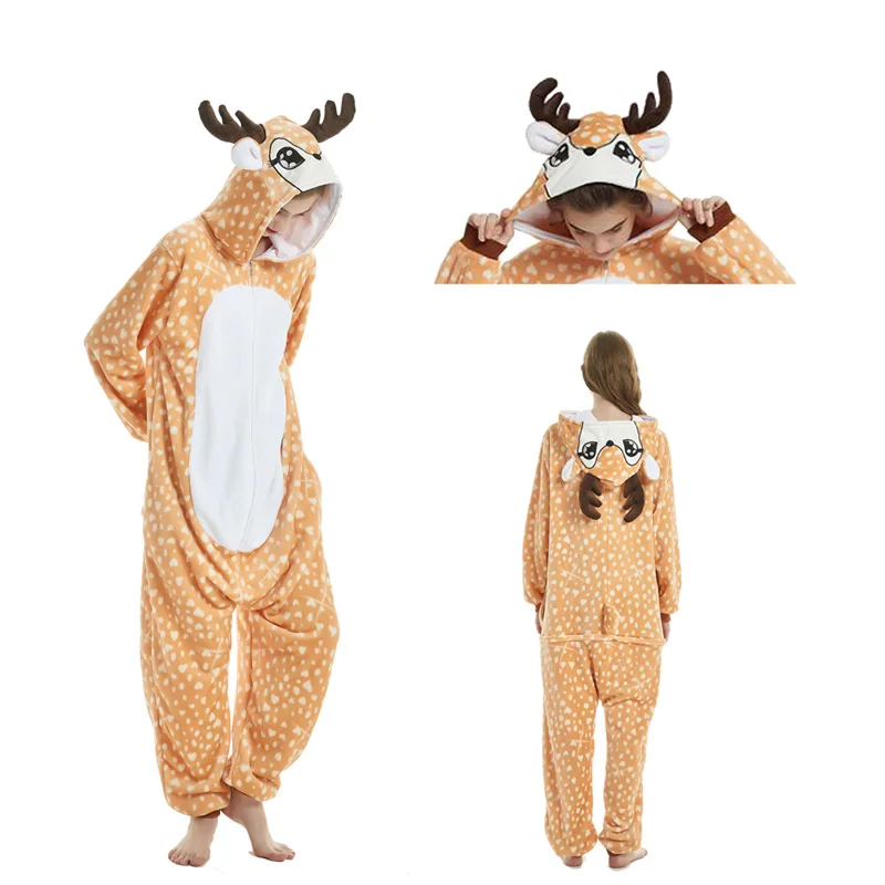 New Unicorn Pajama Winter Adults Women Animal Kigurumi Pajamas Sets Cartoon Nightie Stitch Shark Panda Flannel Sleepwear | Женская