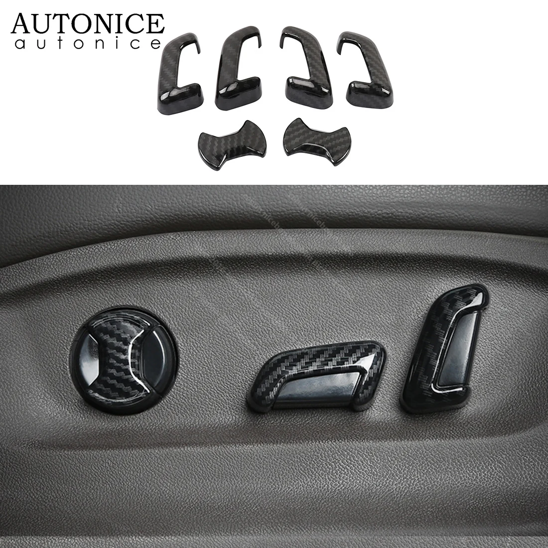 6 шт. ABS углеродного волокна Цвет сиденья Кнопка регулировки чехол накладка