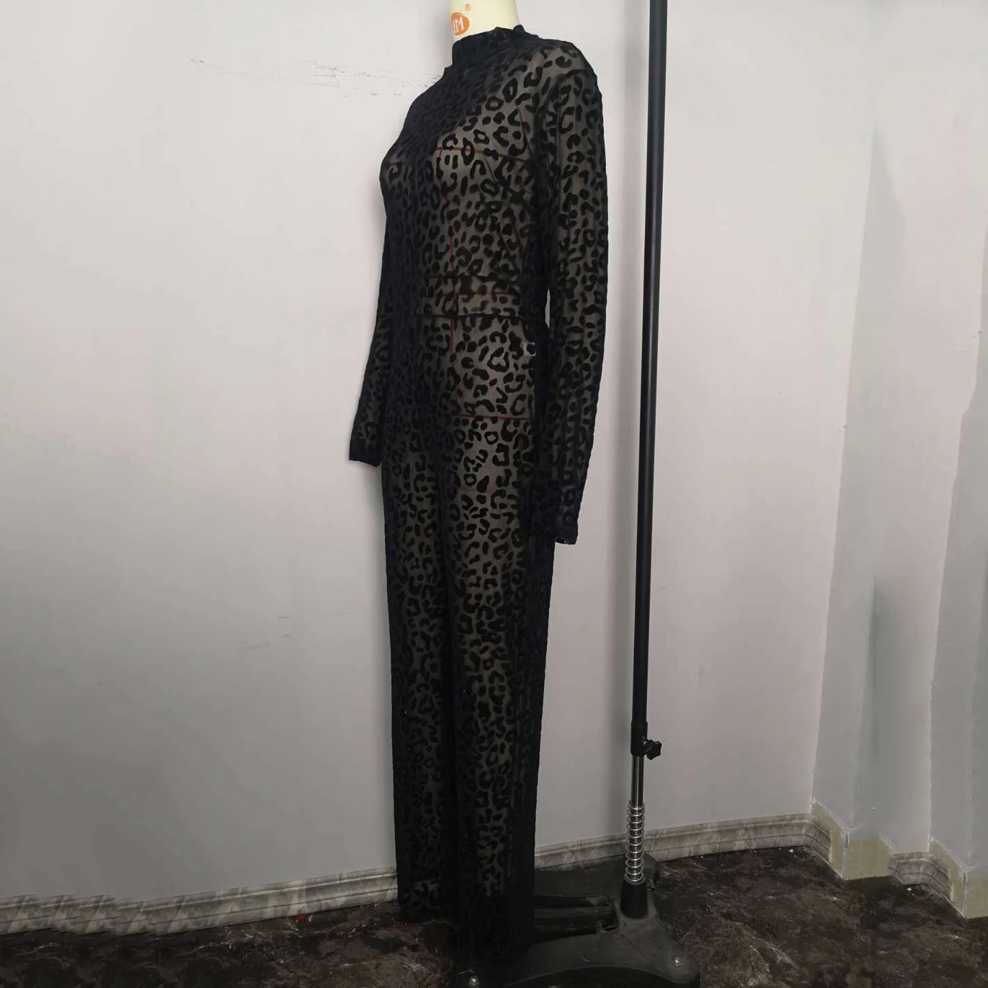 Black Womens Jumpsuits Long Pants Sexy See Through Long Sleeve Sheath Sexy Evening Night Party Club Wear Rompers And Jumpsuit
