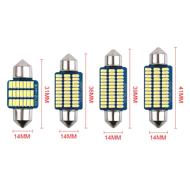 2X Festoon Car LED Lights Ice Blue Warm White C5W 31-36-39-41MM License Plate Lamp DC 12V Auto Dome Light led Interior Room Bulb |