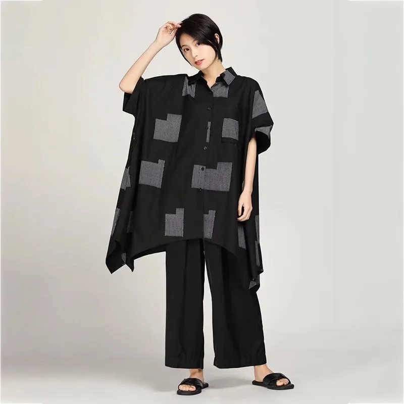 CHICEVER Весенняя Повседневная клетчатая женская рубашка с отворотом коротким