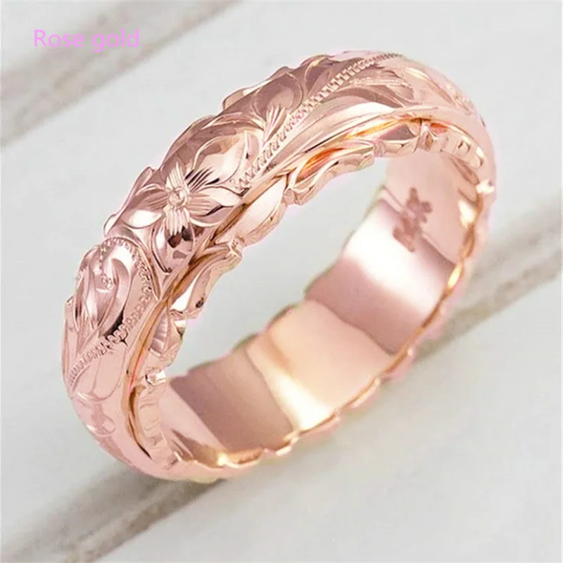 

Creative exquisite suspension carved rose flower ring women multi-color wedding engagement jewelry anniversary gift wholesale