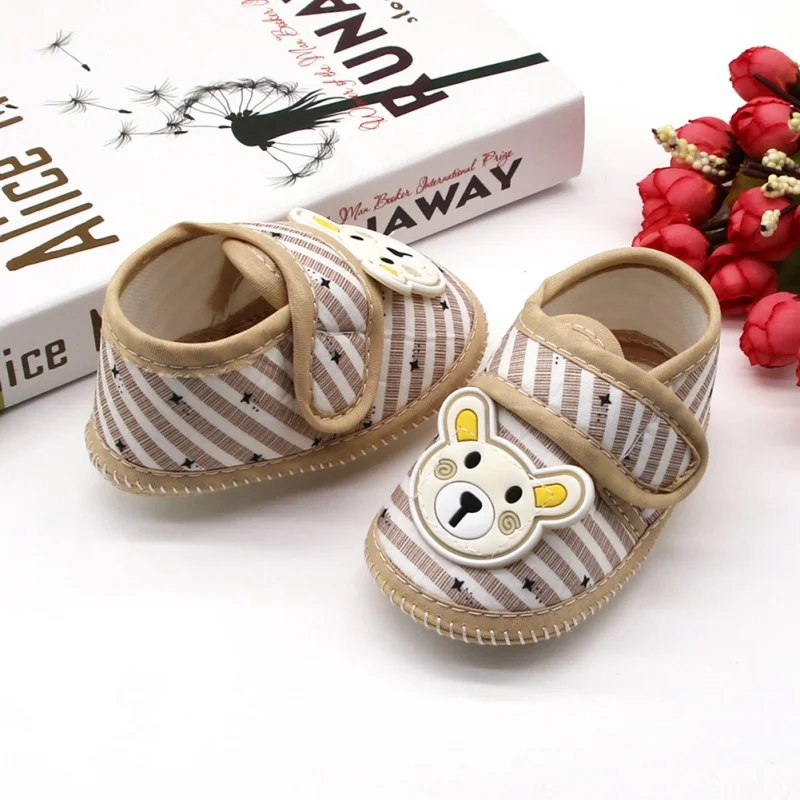 

0-18M Toddler Shoes Baby Cartoon Cotton Shoes Bear Pattern Stripes Casual Sneakers Newborn Soft Sole Shoes Hot