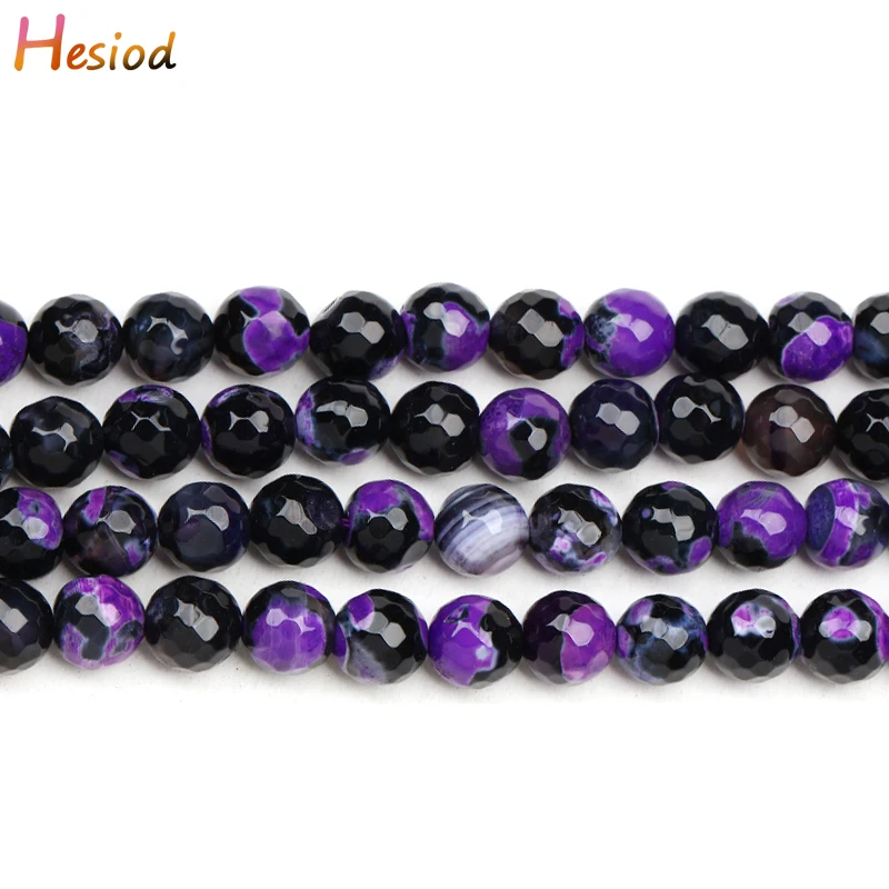 

Hesiod Natural Purple Banded Agates Natural Stone Round Beads For Jewelry Making DIY Bracelet Necklace 8/10mm Wholesale