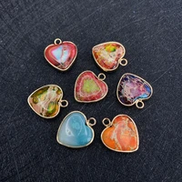 natural imperial stone love heart shaped necklace pendant for diy jewelry making charm necklace pendant earring accessories