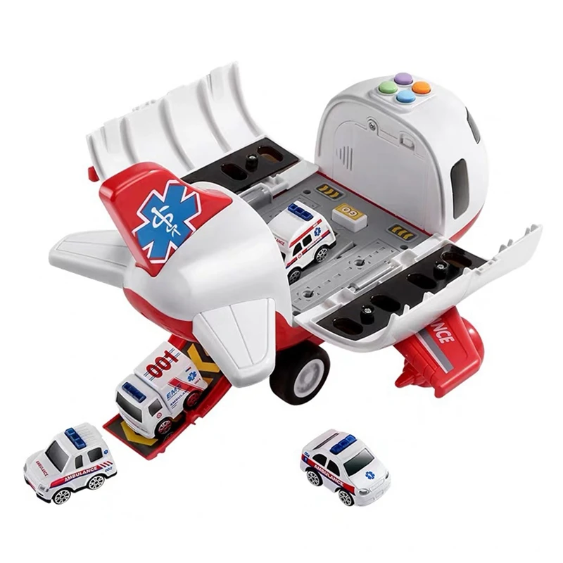 

Music Light Inertia Children's Gifts Airplane Toy with Alloy Truck