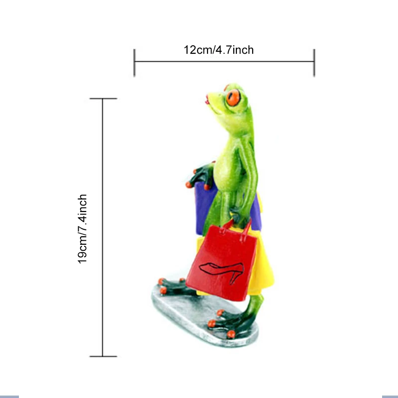 

3D Creative Decorations Shopping Green Frogs Sculpture Funny & Interesting Statues for Desktop Decor TN9