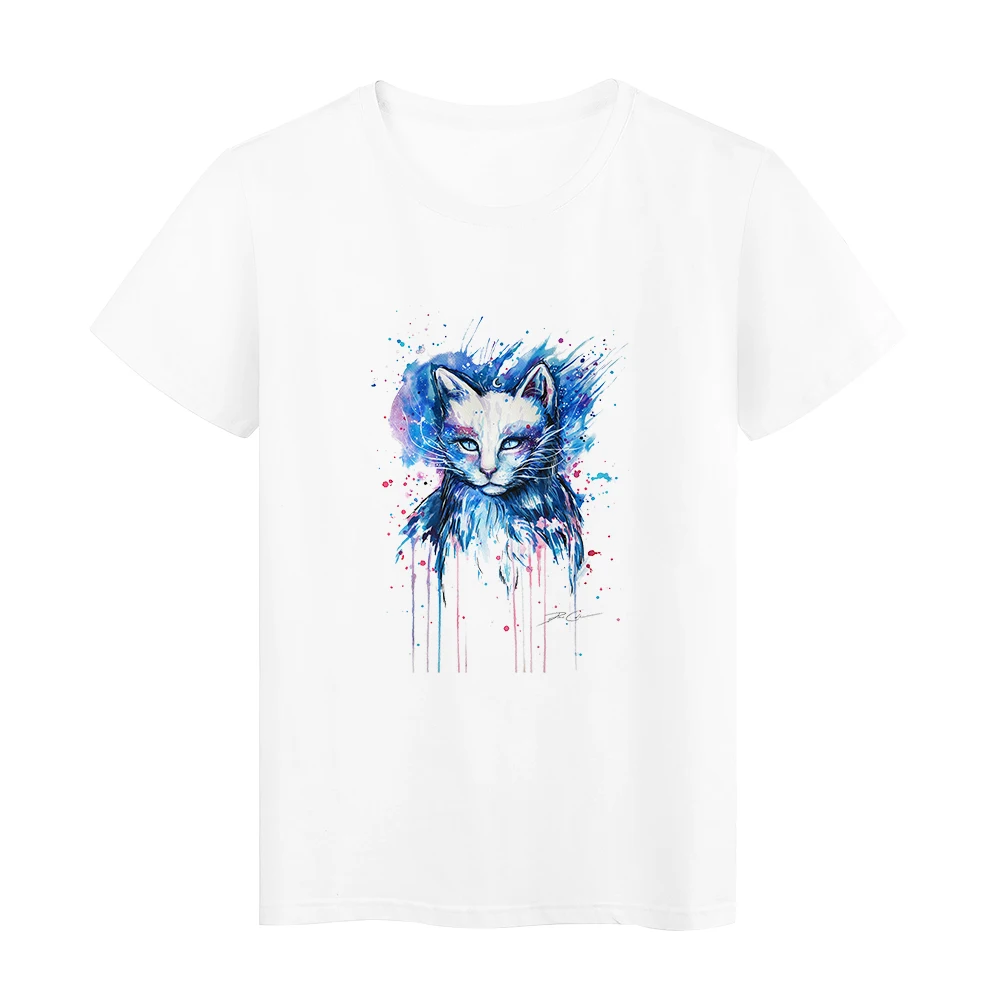 

Grunge Aesthetic Women Tshirt Fashion Design Cat Print White T-shirts Hipster Streetwear Female Clothes Loose Plus Size Harajuku
