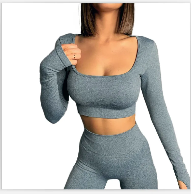 

Europe and the United States hot style knitting yoga suit take sexy two-piece quick-drying fitness training