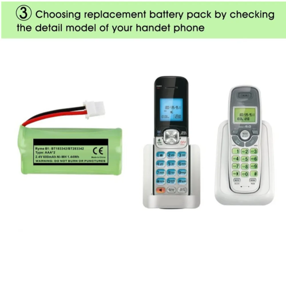 2 4v 600mah bt183342 bt166342 bt266342 cordless phone battery for vtech cs6114 cs6409 cs6509 cs6709 cs6709 att el50003 2 pack free global shipping