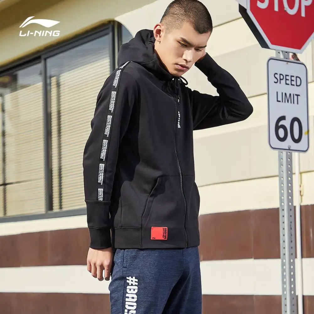 Li-Ning мужской BAD FIVE баскетбольный свитер с капюшоном 82% хлопок 18% полиэстеровый обычный подкладочный спортивный свитер AWDP045 CJFM19