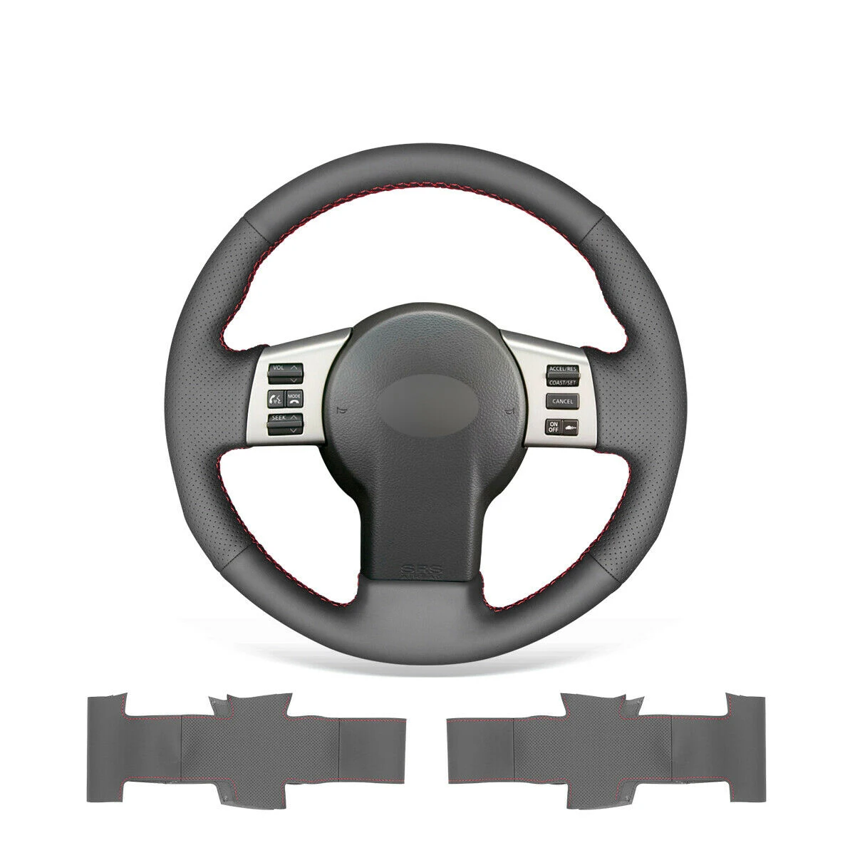 Ручные стежки черного цвета из искусственной кожи чехол рулевого колеса