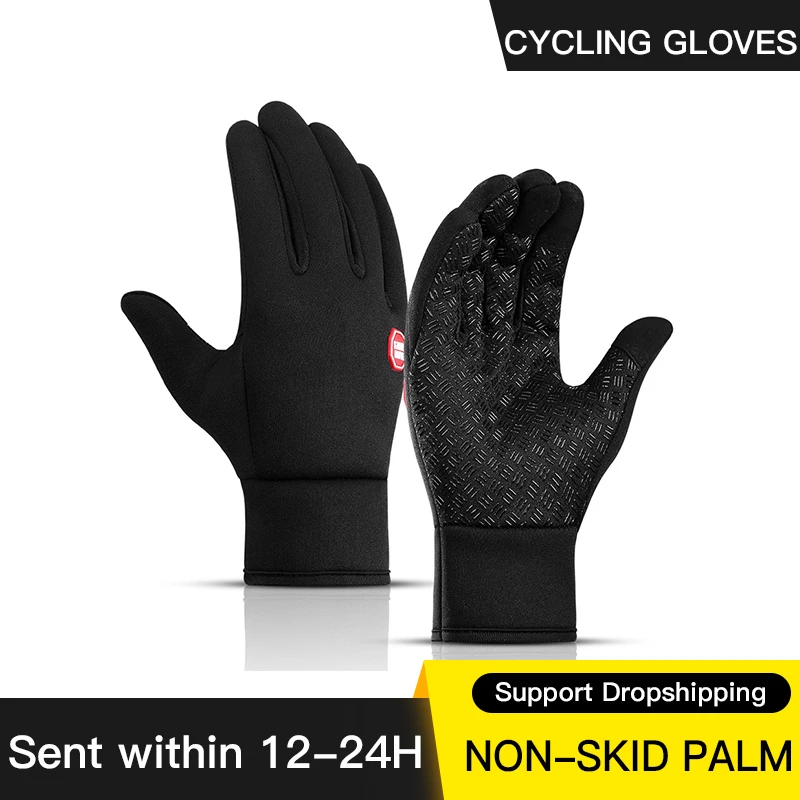 Зимние спортивные ветрозащитные теплые флисовые перчатки унисекс с сенсорным