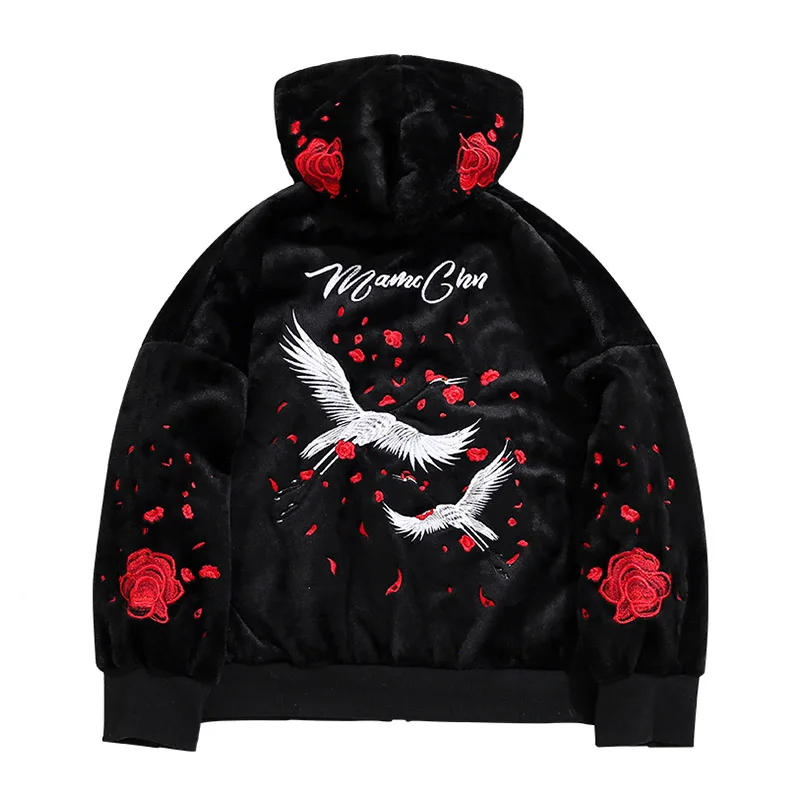 Толстовка Мужская Фланелевая с цветочной вышивкой Осень-зима | одежда