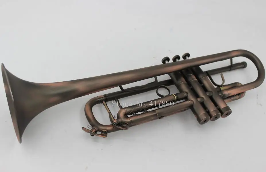 MARGEWATE Bb Труба ретро красная медная B плоская труба с мундштуком и чехлом