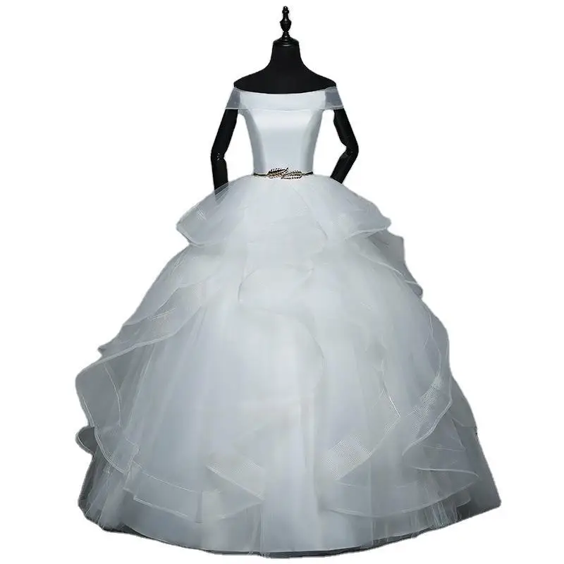 

Fashion Wedding Dresses 2020 Korean Tiered Organza Sweet Bride Princess Gown Vestido De Noiva Formal Evening Dresses Long Gown