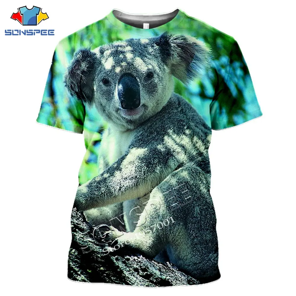 

SONSPEE Summer Koala Unisex Casual T-Shirt Short-Sleeved Funny Animal 3D Printing t shirt Men Pullover Tees Tops Women Clothing