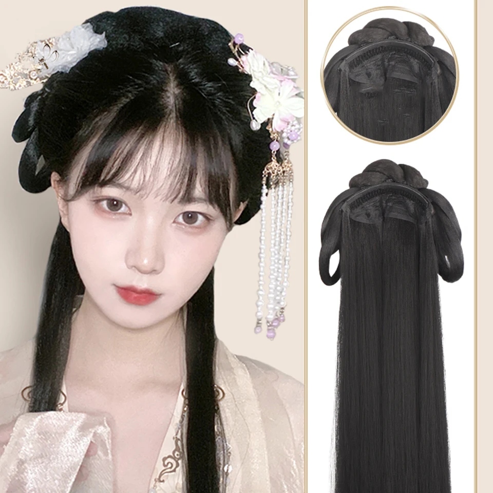 Китайский старинный женский парик Hanfu парики головной убор аксессуары для