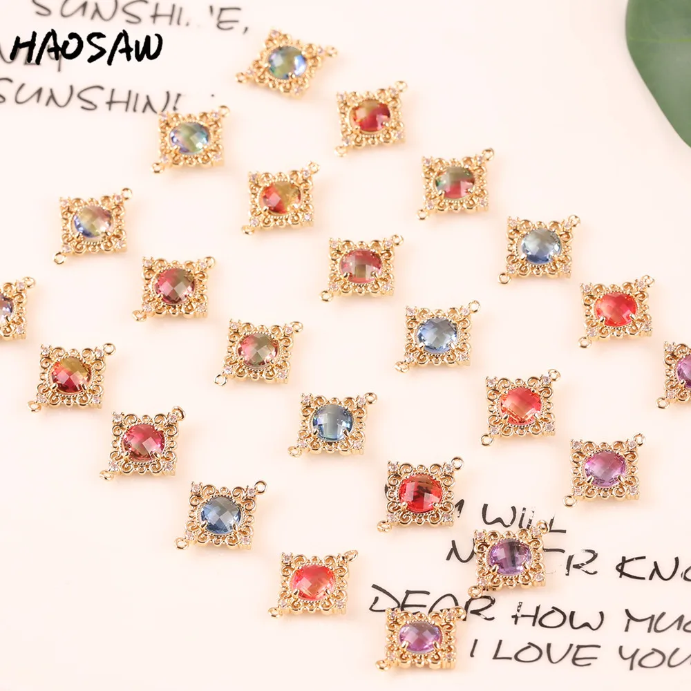 HAOSAW 18*22 мм 4 шт./лот кружевные боковые хрустальные подвески/двойные