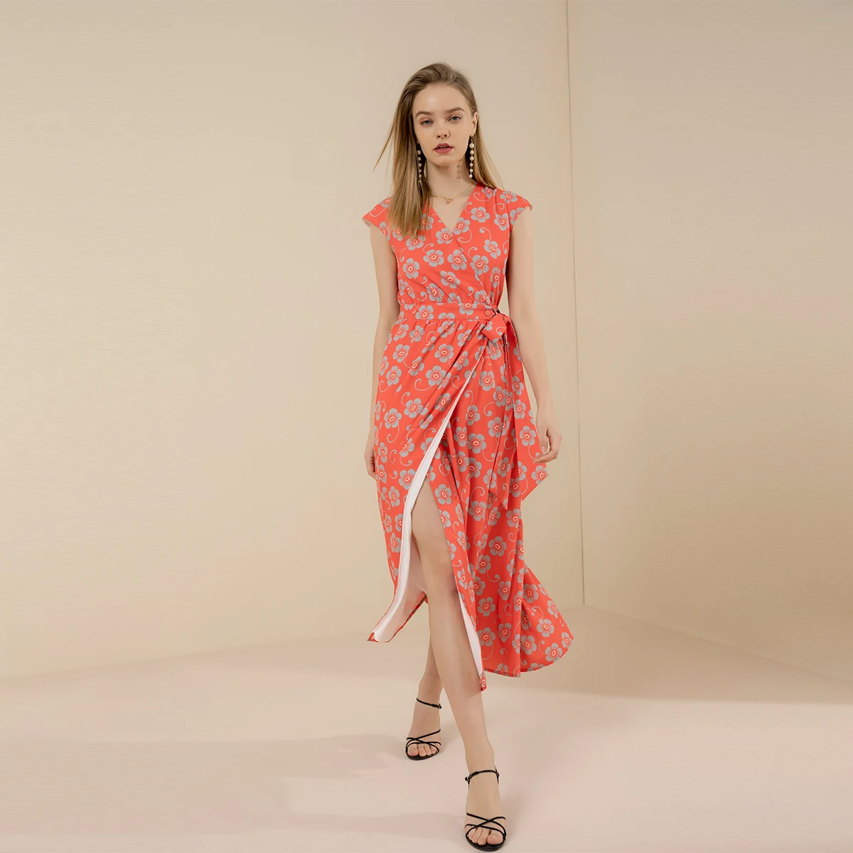 

Женское ТРАПЕЦИЕВИДНОЕ ПЛАТЬЕ, длинное праздничное платье с коротким рукавом и высокой талией, лето 2021