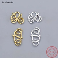 3pcs genuine real pure solid 925 sterling silver s hook fish clasps claw gold clasp buckle connector jewelry making findings