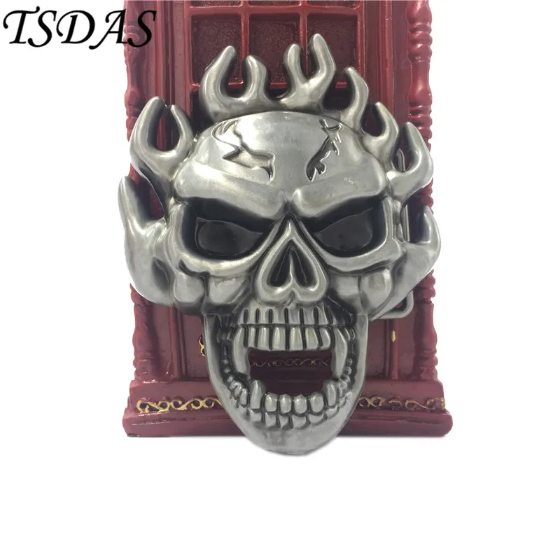 Men Fire Skull Belt Buckle with Metal Silver Vintage Finish Width Western Cool Punk Rock Style Boy's Birthday Gift | Дом и сад