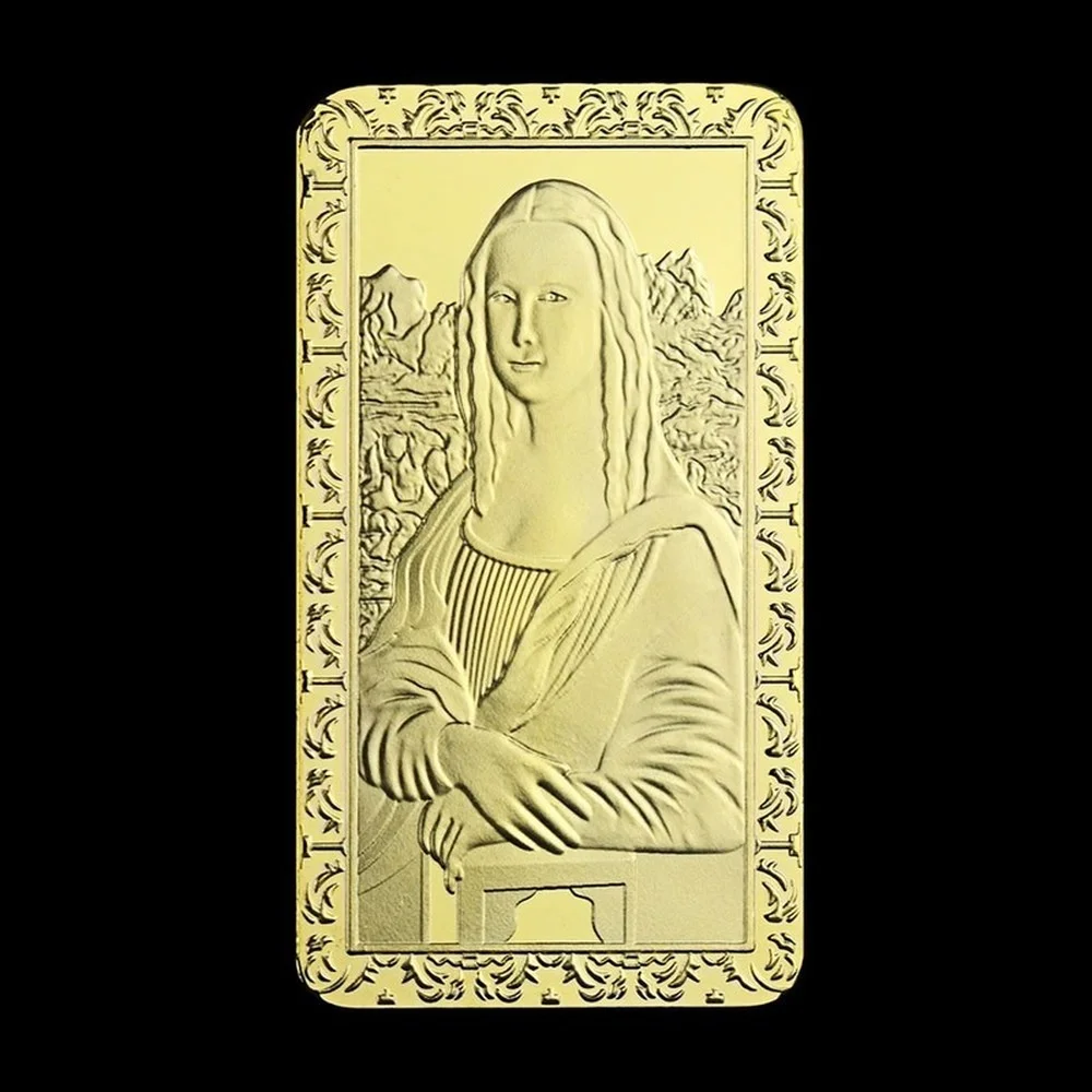 Коллекционная позолоченная сувенирная монета Леонардо да Винчи Мона Лиза улыбка