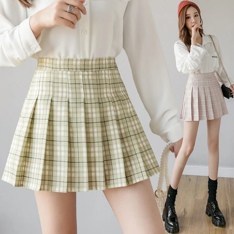 

Pleated Skirt 2021Summer Sexy High Waist Skirt Cute Girls School Mini Faldas Fashionable Women Plaid Skirts Plus Size Y2k XS-2XL