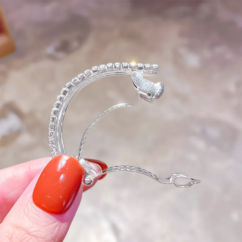 

2021 Luxury New Metal Hair Pins Elegant Rhinestone Crystal Snap Clips Women's Accessories Cristal Jewelry INS Gifts