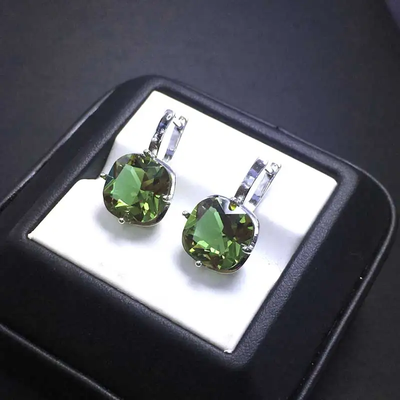 Женские Элегантные сережки из зултанита CSJ 14 к Золотая Подушка 10 мм ювелирное