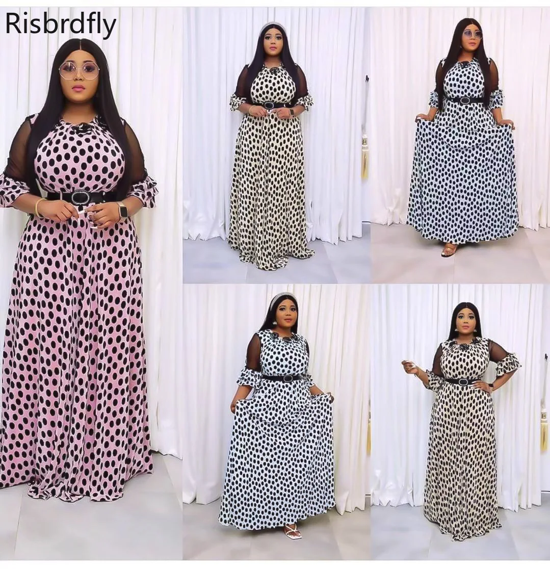 

African Dresses for Women 2021 Summer African Women Lace Printing Plus Size Dress African Clothes Women American Clothing