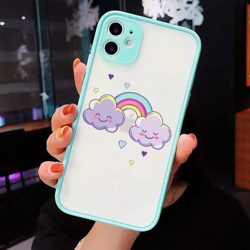 

rainbow clouds cartoon cute Phone Cases matte transparent For iphone 7 8 11 12 plus mini x xs xr pro max luxury brand cover
