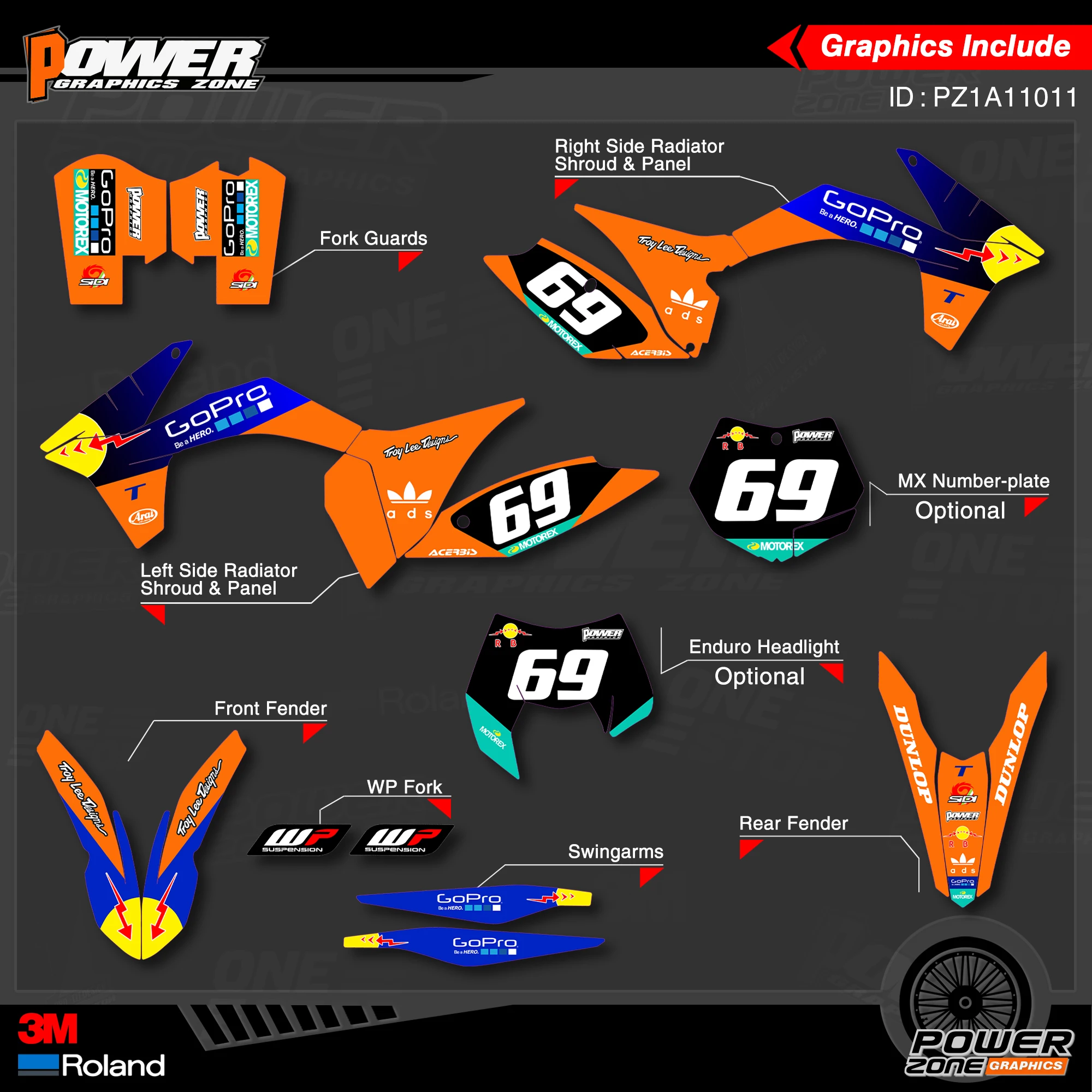 Персонализированные графические фоны PowerZone Team наклейки 3M Набор наклеек для KTM SX SXF